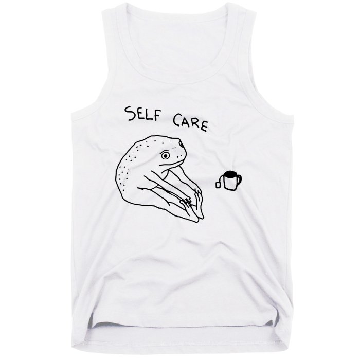 Self Care Frog Drinking Tea Funny Frog Tank Top