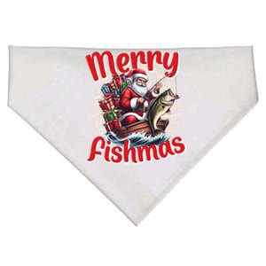 Santa Claus Fishing Merry Fishmas Christmas USA-Made Doggie Bandana