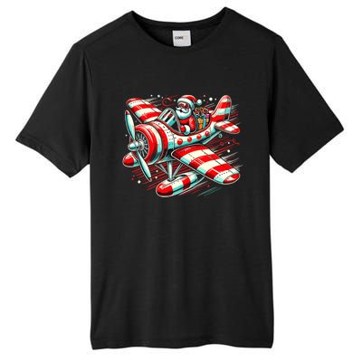 Santa Claus Flying Airplane Christmas Pilot Xmas Gift Tall Fusion ChromaSoft Performance T-Shirt