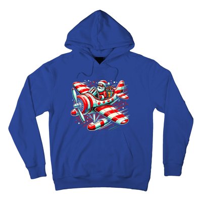 Santa Claus Flying Airplane Christmas Pilot Xmas Gift Hoodie