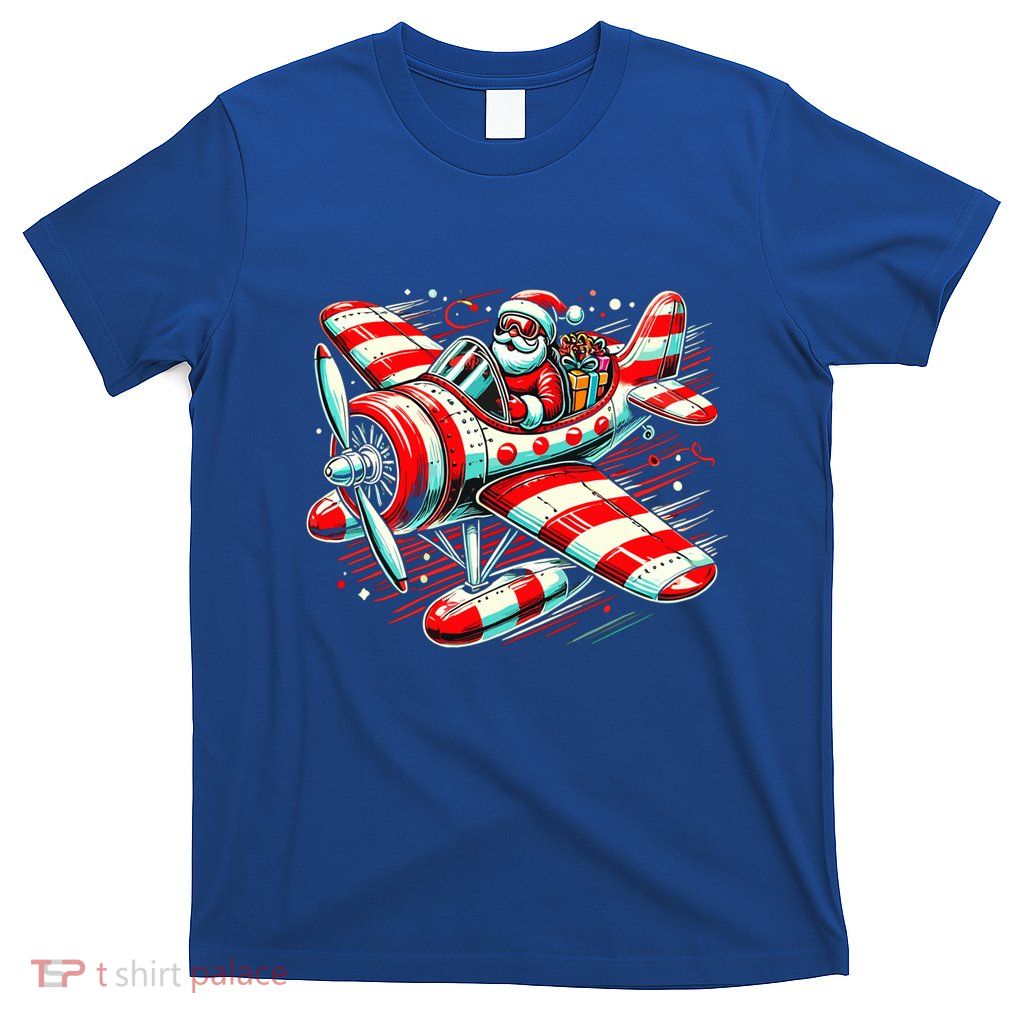Santa Claus Flying Airplane Christmas Pilot Xmas Gift T-Shirt