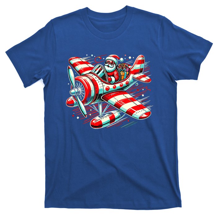 Santa Claus Flying Airplane Christmas Pilot Xmas Gift T-Shirt