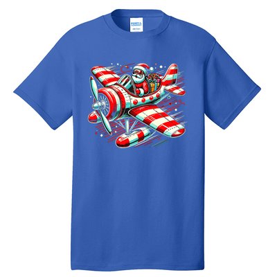 Santa Claus Flying Airplane Christmas Pilot Xmas Gift Tall T-Shirt