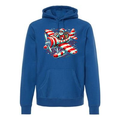 Santa Claus Flying Airplane Christmas Pilot Xmas Gift Premium Hoodie