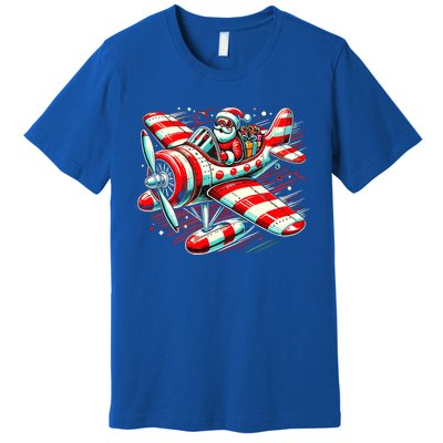 Santa Claus Flying Airplane Christmas Pilot Xmas Gift Premium T-Shirt