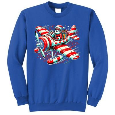 Santa Claus Flying Airplane Christmas Pilot Xmas Gift Tall Sweatshirt