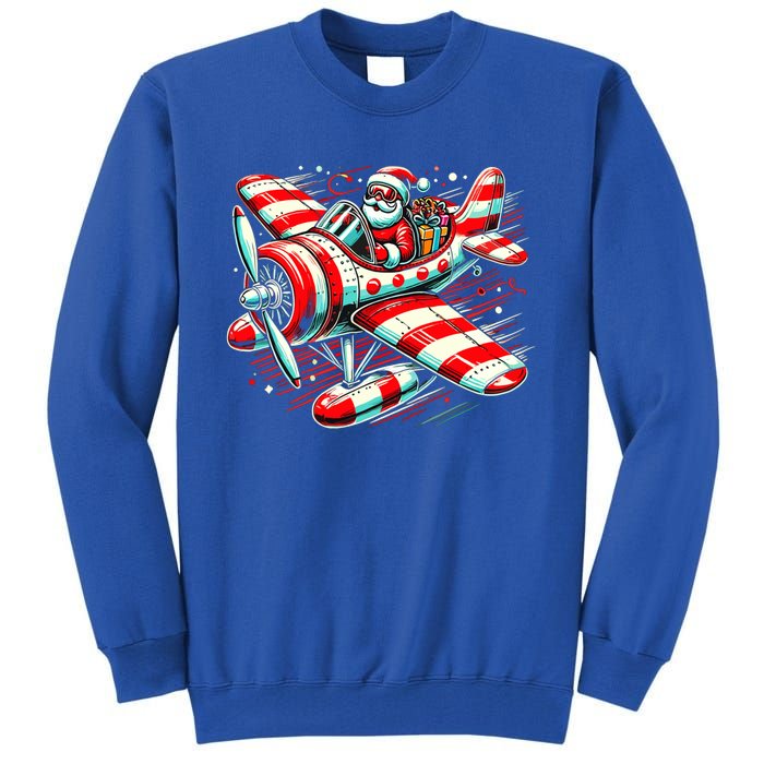 Santa Claus Flying Airplane Christmas Pilot Xmas Gift Tall Sweatshirt