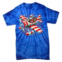 Santa Claus Flying Airplane Christmas Pilot Xmas Gift Tie-Dye T-Shirt