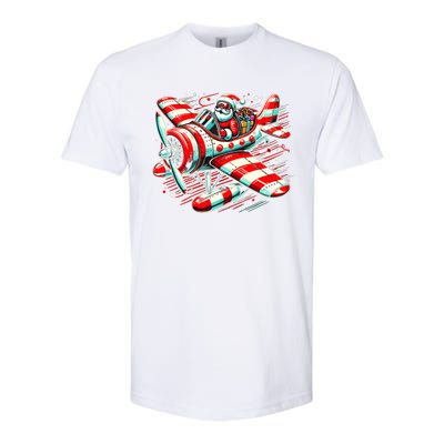 Santa Claus Flying Airplane Christmas Pilot Xmas Gift Softstyle CVC T-Shirt