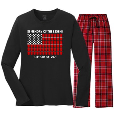 Solo Cup Flag Rip The Legend Toby Women's Long Sleeve Flannel Pajama Set 