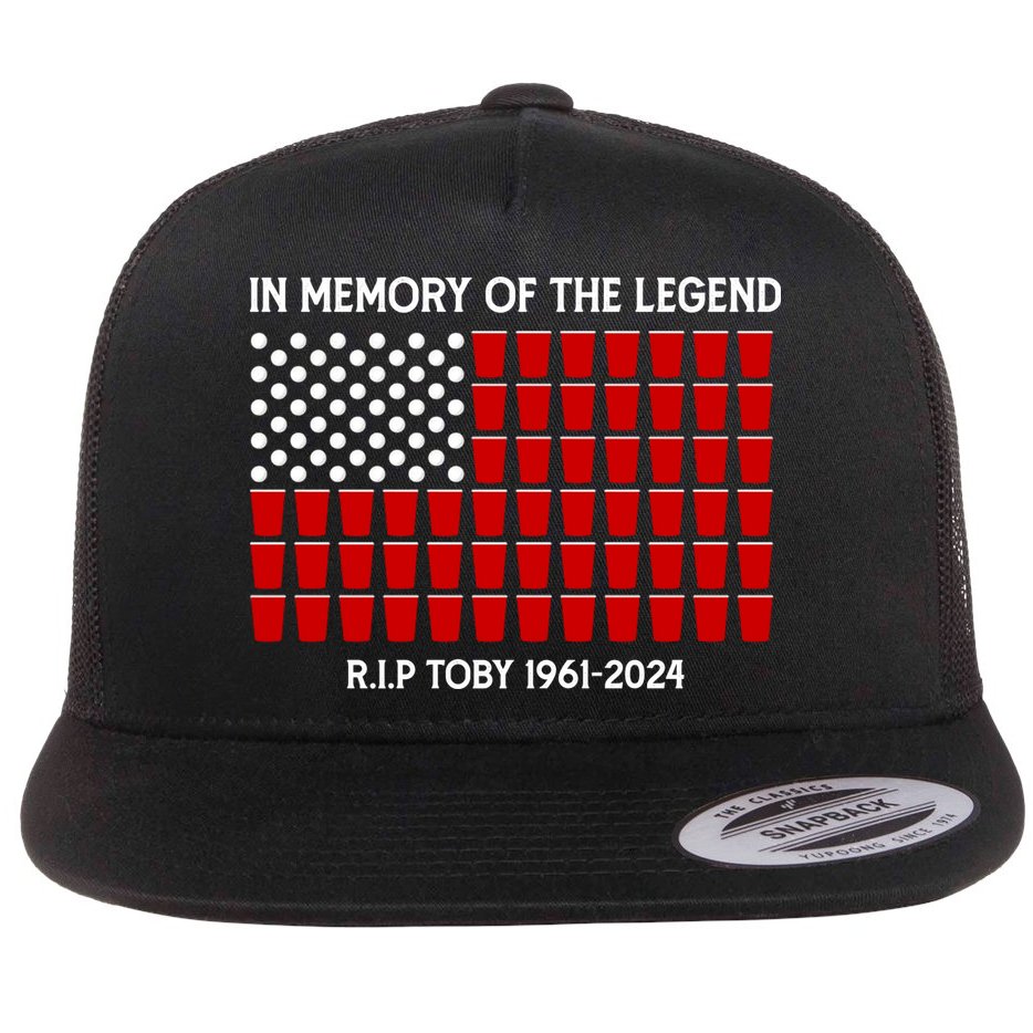 Solo Cup Flag Rip The Legend Toby Flat Bill Trucker Hat