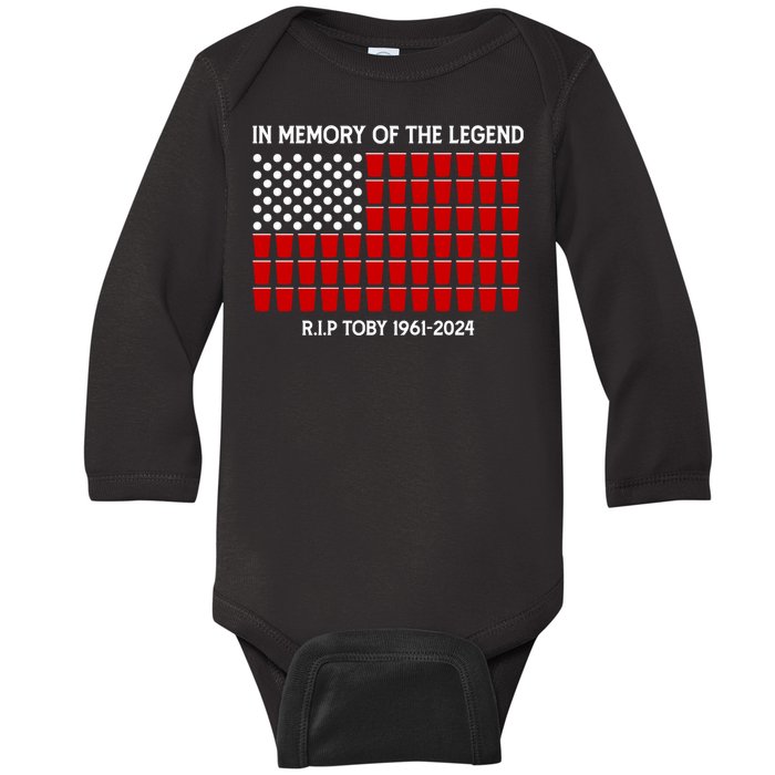 Solo Cup Flag Rip The Legend Toby Baby Long Sleeve Bodysuit