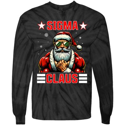 Sigma Claus Funny Christmas Santa Rizz Middle School Tie-Dye Long Sleeve Shirt