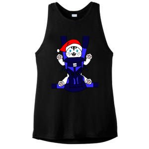 Santa Cat Funny Cute Cat Mom Dad Christmas Gift Ladies PosiCharge Tri-Blend Wicking Tank