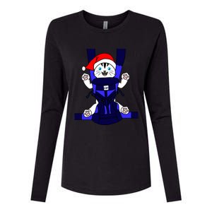 Santa Cat Funny Cute Cat Mom Dad Christmas Gift Womens Cotton Relaxed Long Sleeve T-Shirt