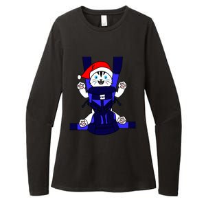 Santa Cat Funny Cute Cat Mom Dad Christmas Gift Womens CVC Long Sleeve Shirt