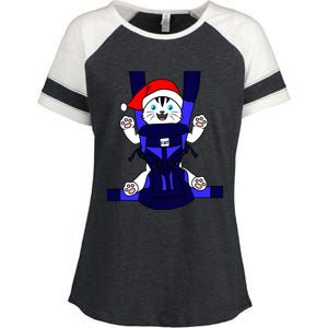 Santa Cat Funny Cute Cat Mom Dad Christmas Gift Enza Ladies Jersey Colorblock Tee