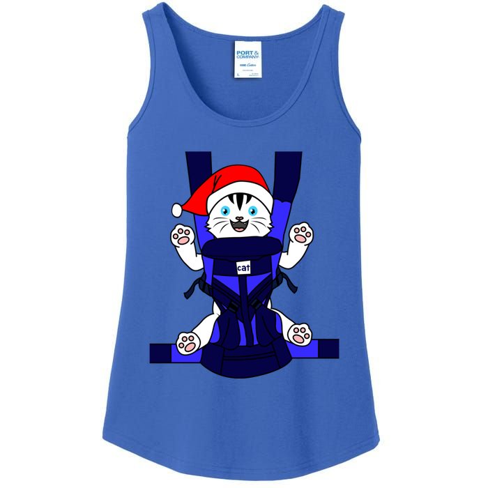 Santa Cat Funny Cute Cat Mom Dad Christmas Gift Ladies Essential Tank