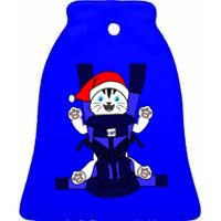 Santa Cat Funny Cute Cat Mom Dad Christmas Gift Ceramic Bell Ornament