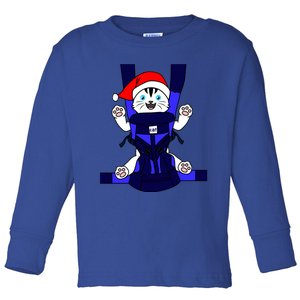 Santa Cat Funny Cute Cat Mom Dad Christmas Gift Toddler Long Sleeve Shirt