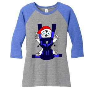 Santa Cat Funny Cute Cat Mom Dad Christmas Gift Women's Tri-Blend 3/4-Sleeve Raglan Shirt