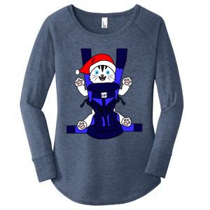 Santa Cat Funny Cute Cat Mom Dad Christmas Gift Women's Perfect Tri Tunic Long Sleeve Shirt