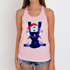 Santa Cat Funny Cute Cat Mom Dad Christmas Gift Women's Knotted Racerback Tank