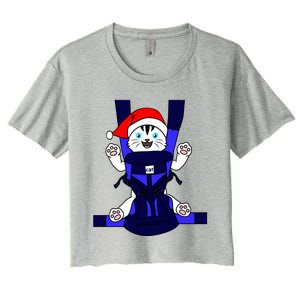 Santa Cat Funny Cute Cat Mom Dad Christmas Gift Women's Crop Top Tee