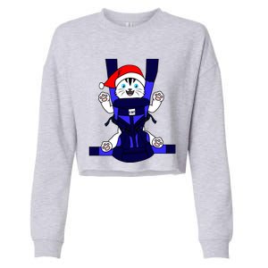 Santa Cat Funny Cute Cat Mom Dad Christmas Gift Cropped Pullover Crew