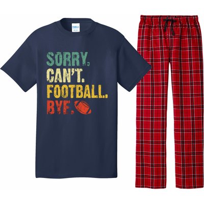 Sorry CanT Football Bye Funny Football Vintage Retro Pajama Set