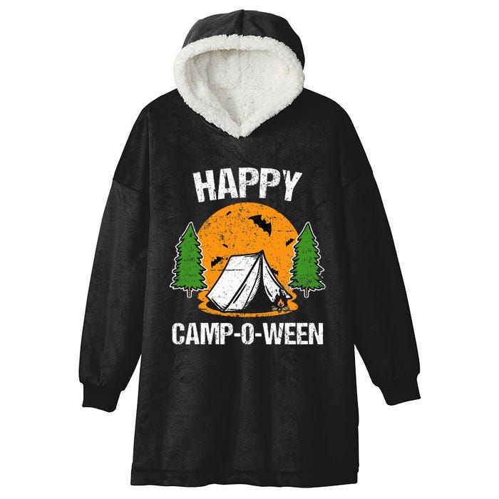 Spooky Camping Fun Happy Camp O Ween Hooded Wearable Blanket