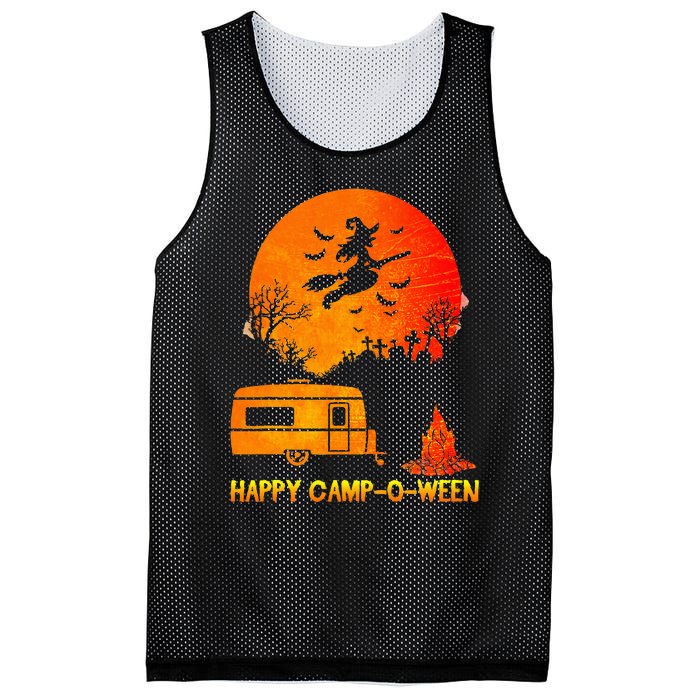 Spooky Camping Fun Happy Camp O Ween Mesh Reversible Basketball Jersey Tank