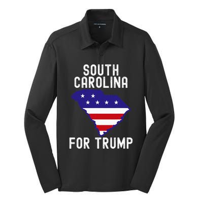 South Carolina For Trump Donald Trump Us Election Silk Touch Performance Long Sleeve Polo