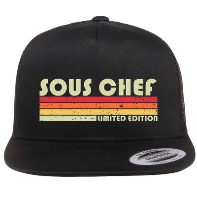 Sous Chef Funny Job Title Profession Birthday Worker Idea Flat Bill Trucker Hat