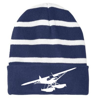 Super Cub Floatplane Airplane Bushplane Flying Pilot Striped Beanie with Solid Band