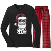 Sigma Claus Funny Christmas Santa Claus Sarcastic Joke Women's Long Sleeve Flannel Pajama Set 