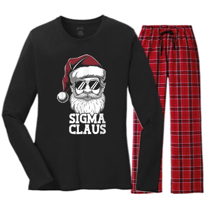 Sigma Claus Funny Christmas Santa Claus Sarcastic Joke Women's Long Sleeve Flannel Pajama Set 