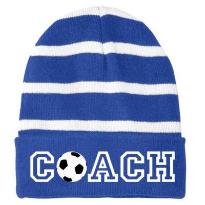 Soccer Coach Funny Gift Appreciation Gift For Soccer Coaches Striped Beanie with Solid Band