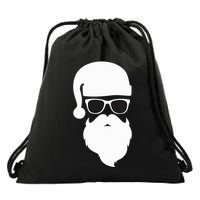 Santa Claus Face Sunglasses with Hat Beard Christmas  Drawstring Bag