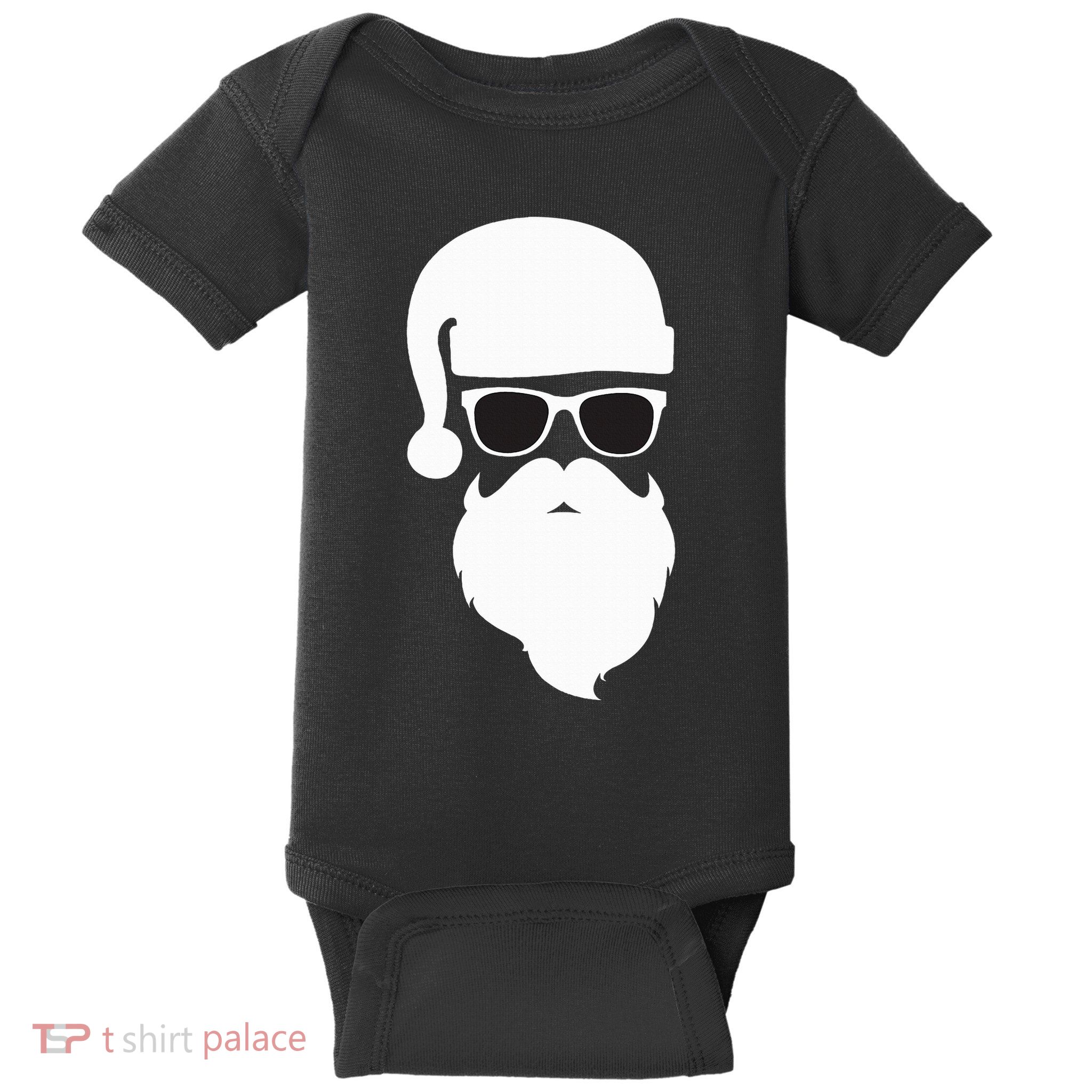 Santa Claus Face Sunglasses with Hat Beard Christmas  Baby Bodysuit