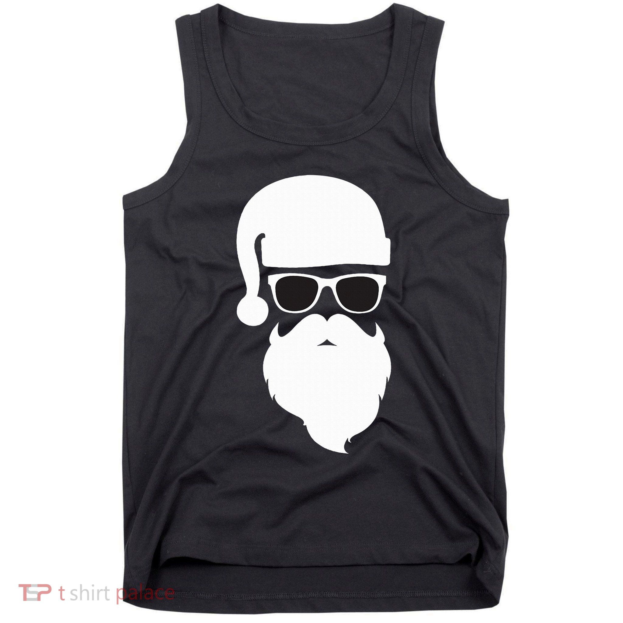 Santa Claus Face Sunglasses with Hat Beard Christmas  Tank Top