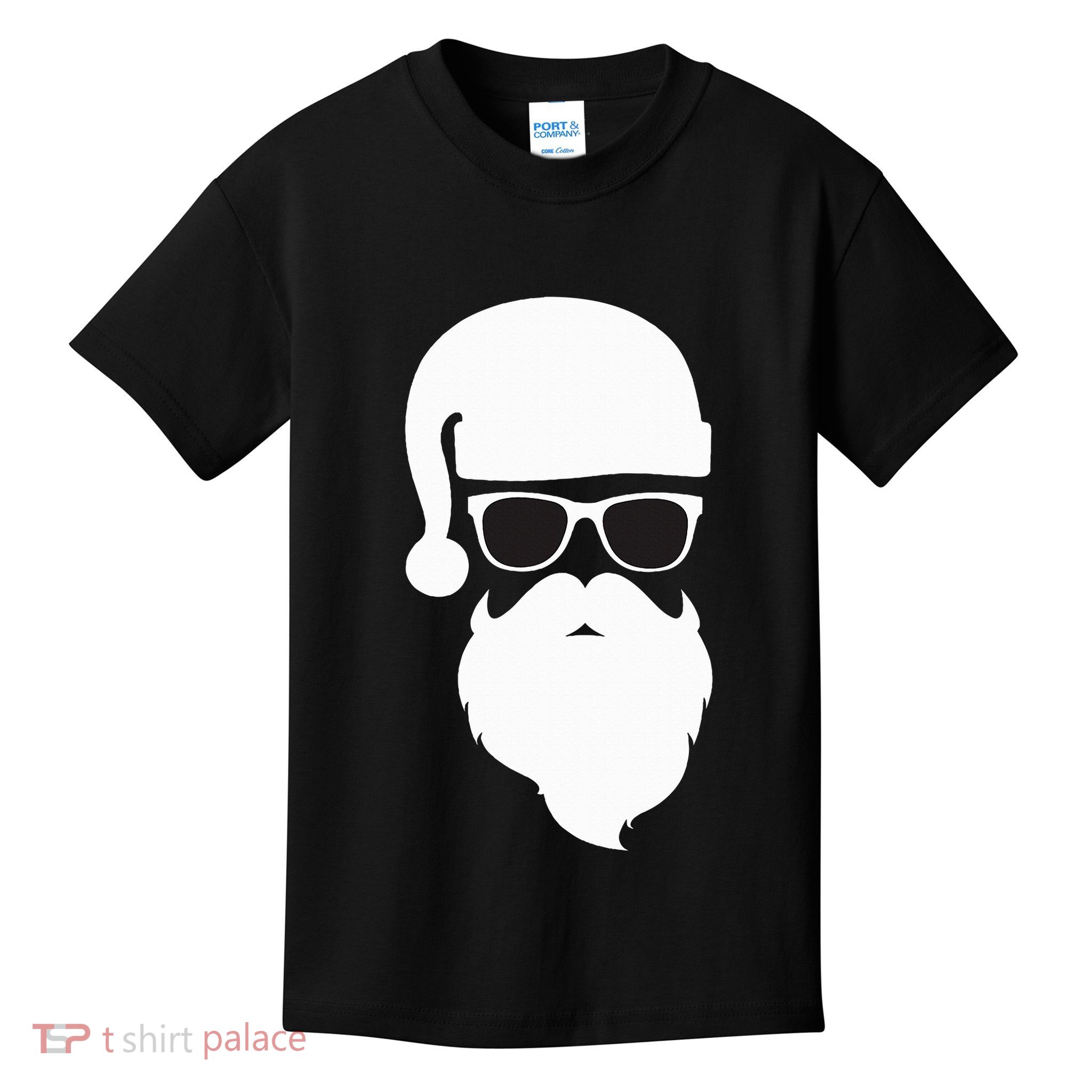 Santa Claus Face Sunglasses with Hat Beard Christmas  Kids T-Shirt