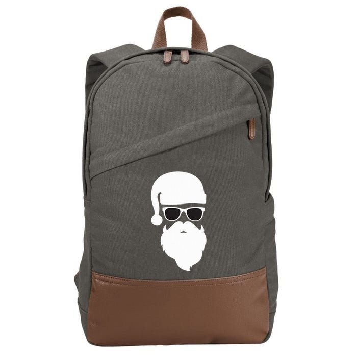 Santa Claus Face Sunglasses with Hat Beard Christmas  Cotton Canvas Backpack