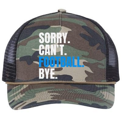 Sorry Cant Football Bye Funny Footballer Retro Rope Trucker Hat Cap