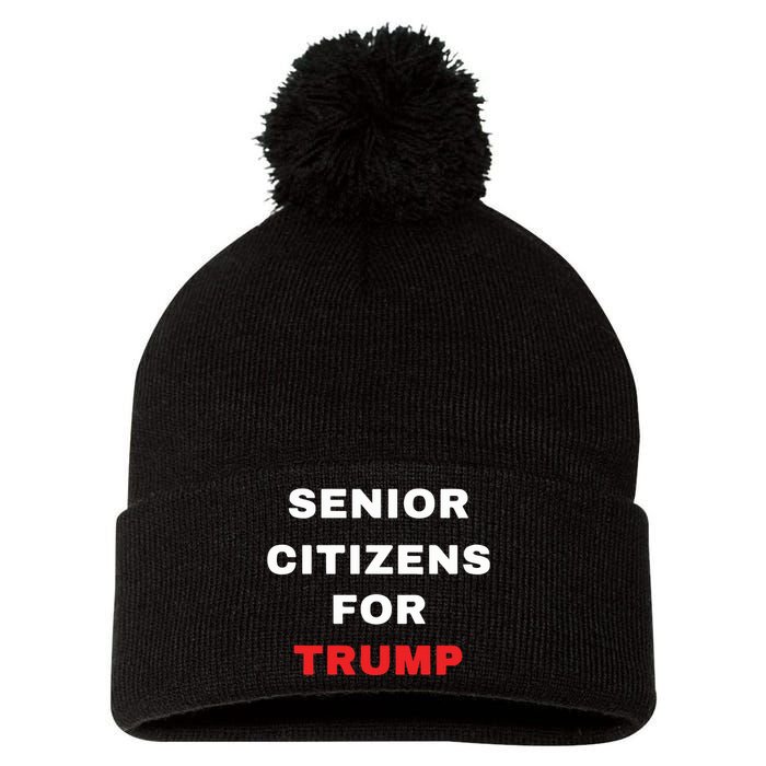 Seniors Citizens For Trump Pom Pom 12in Knit Beanie