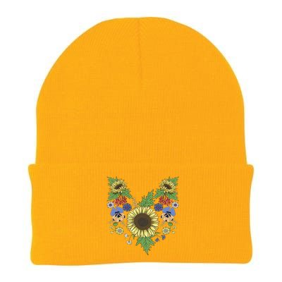 Sunflowers Cute Floral Ukrainian Vyshyvanka Style Sunflower Gift Knit Cap Winter Beanie