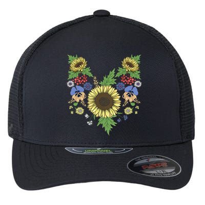 Sunflowers Cute Floral Ukrainian Vyshyvanka Style Sunflower Gift Flexfit Unipanel Trucker Cap