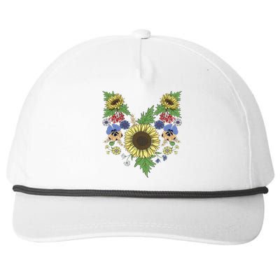 Sunflowers Cute Floral Ukrainian Vyshyvanka Style Sunflower Gift Snapback Five-Panel Rope Hat