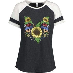 Sunflowers Cute Floral Ukrainian Vyshyvanka Style Sunflower Gift Enza Ladies Jersey Colorblock Tee