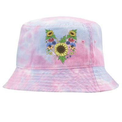 Sunflowers Cute Floral Ukrainian Vyshyvanka Style Sunflower Gift Tie-Dyed Bucket Hat